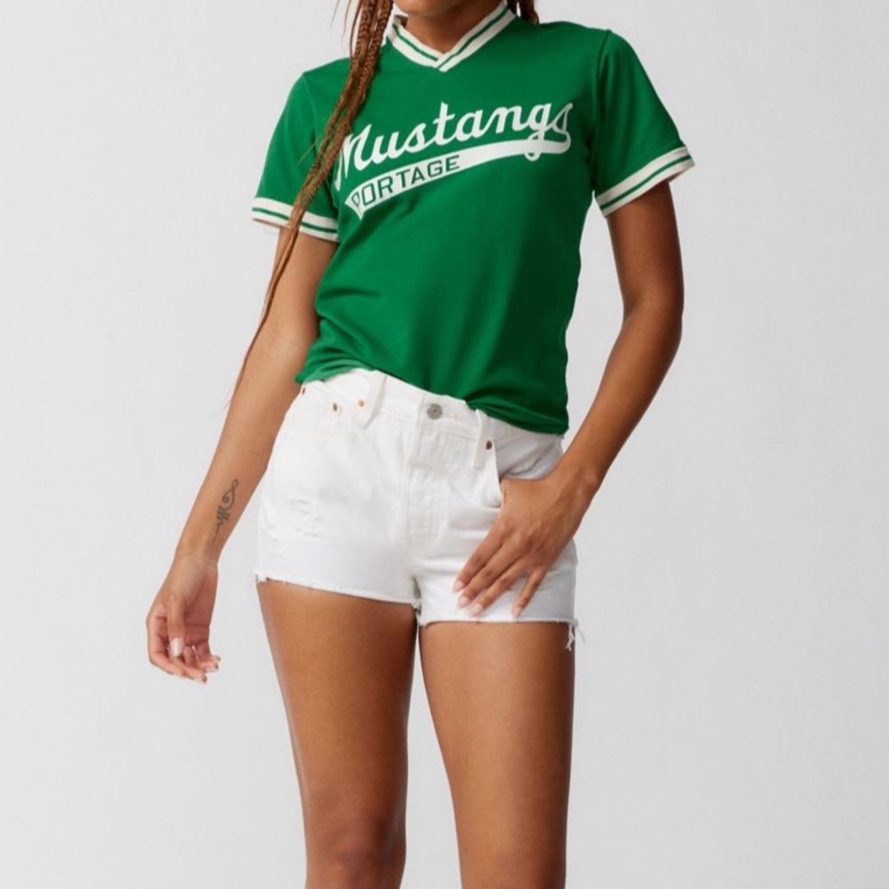 Levi’s 501 original high waisted white denim shorts